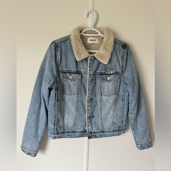 Stella Blue Light Wash Denim Sherpa Jacket - Picture 2 of 3